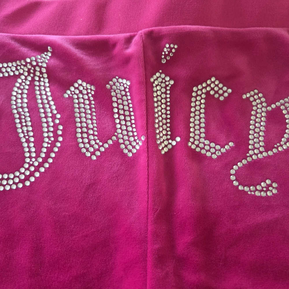 Juicy Couture Fuchsia Velour Pants with Rhinestone Detail